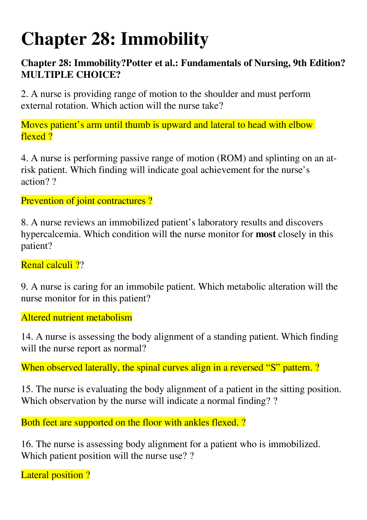 Preview of NUR 305, Study Guide Material, Questions and Answers with Explanations (latest Update), 10